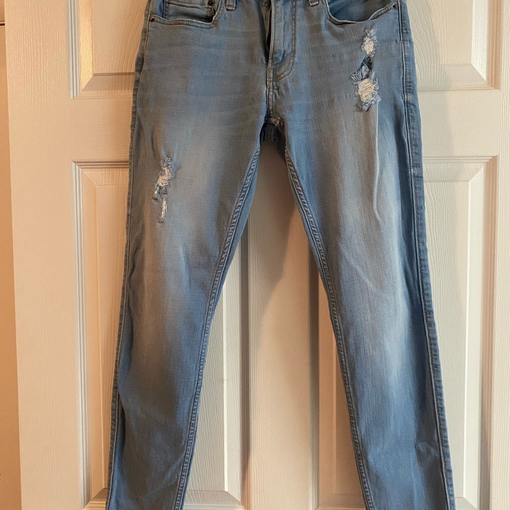Hollister Blue Skinny Jeans with Distressed Details